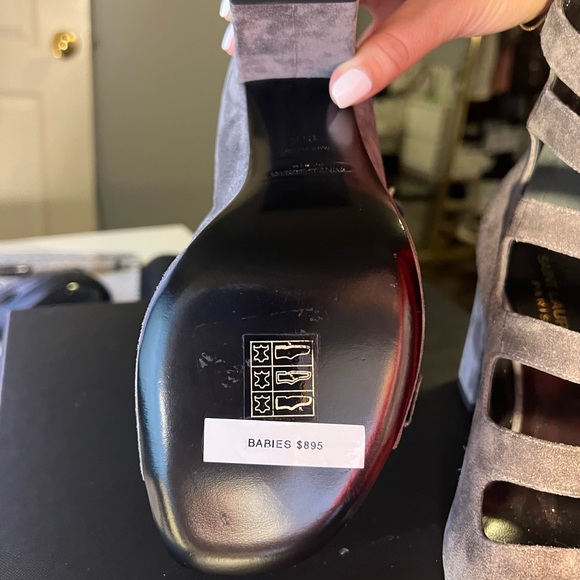 NWT Saint Laurent / YSL block heels gray suede size 35.5 / 5.5 - Picture 6 of 14